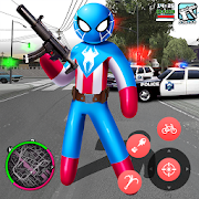 Spider Capitaine american Stickman Rope Hero Crime MOD APK